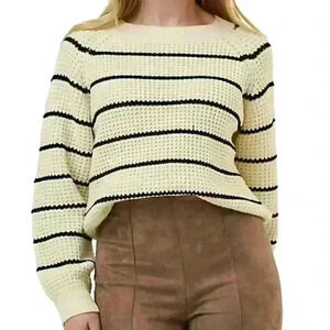 Vera Moda Womens Chunky Leanna Knit Striped Preppy Prep Fisherman Sweater XS